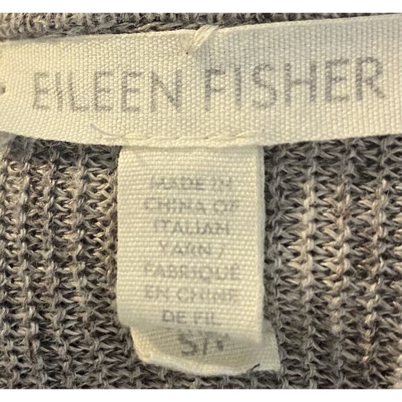 F. Eileen Fisher Linen Top Size S Multicolor Gray Blouse Long Shirt - Picture 4 of 5